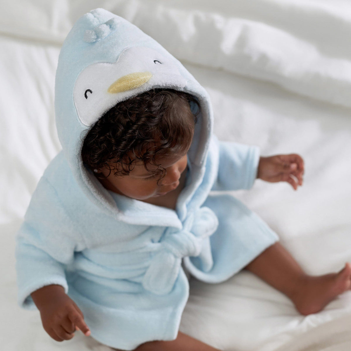 Baby Neutral Blue Penguin Robe