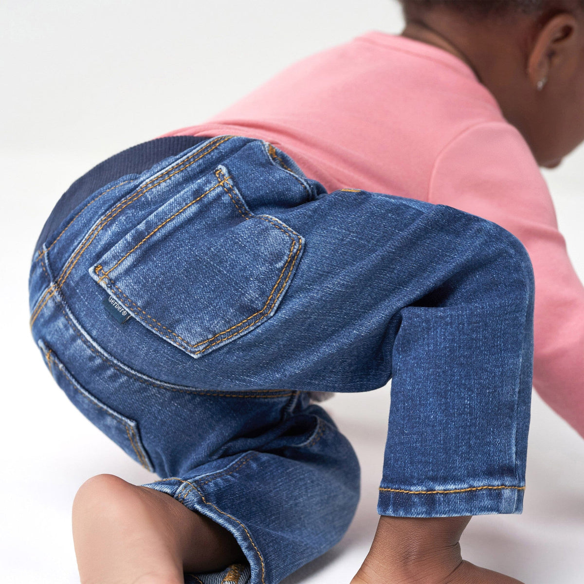 Baby Neutral Blue Rib Waist Skinny Jeans