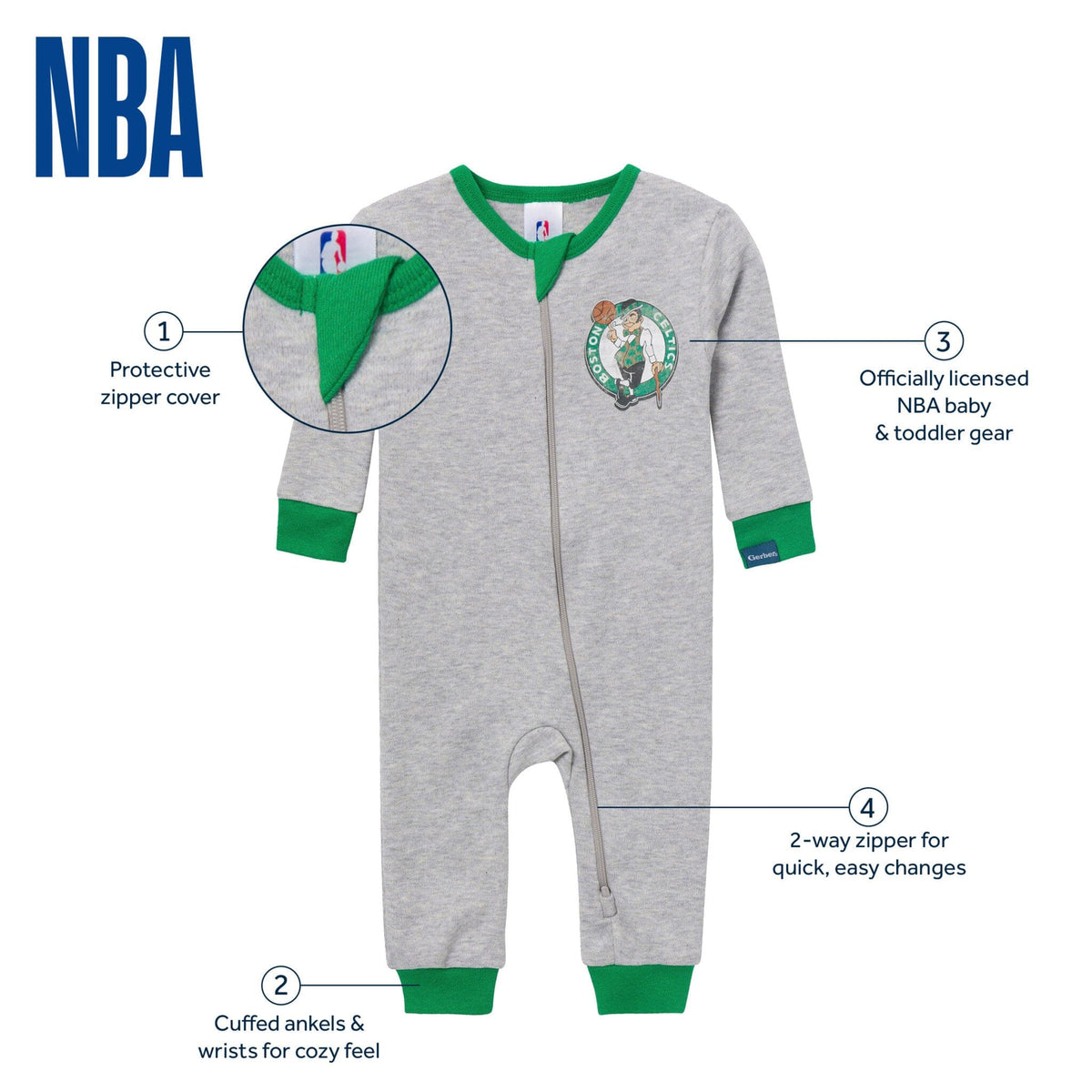 Baby Neutral Boston Celtics Footless Pajamas Sleepwear Gerber® 