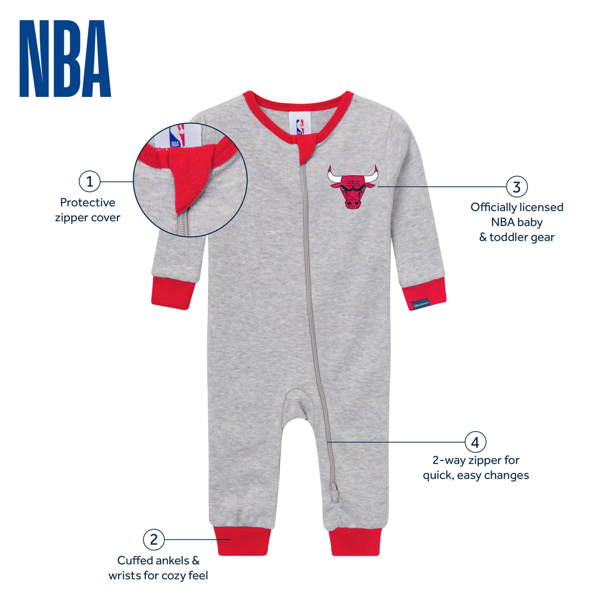 Baby Neutral Chicago Bulls Footless Pajamas Sleepwear Gerber® 