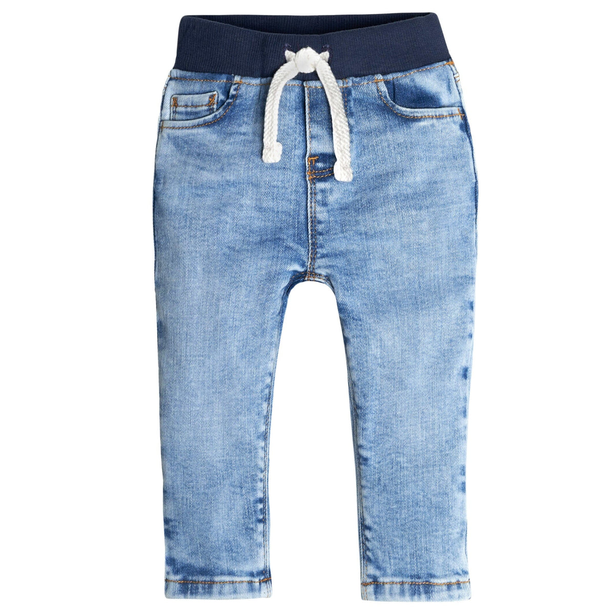 Baby Neutral Light Blue Rib Waist Skinny Jeans