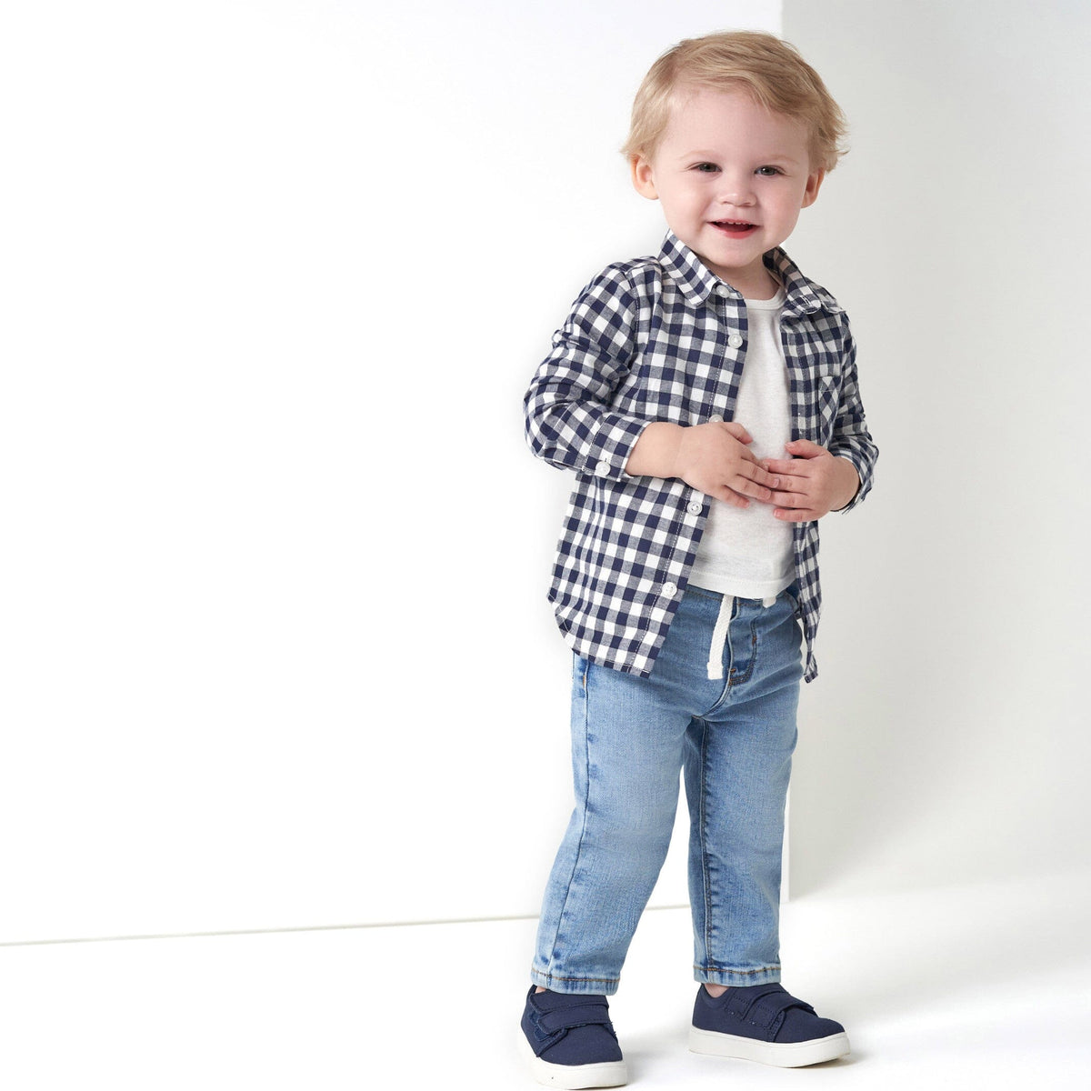 Baby Neutral Light Blue Rib Waist Skinny Jeans