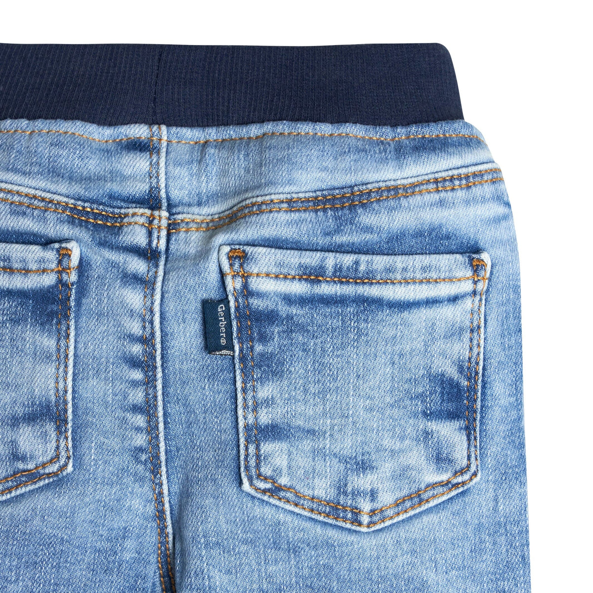 Baby Neutral Light Blue Rib Waist Skinny Jeans