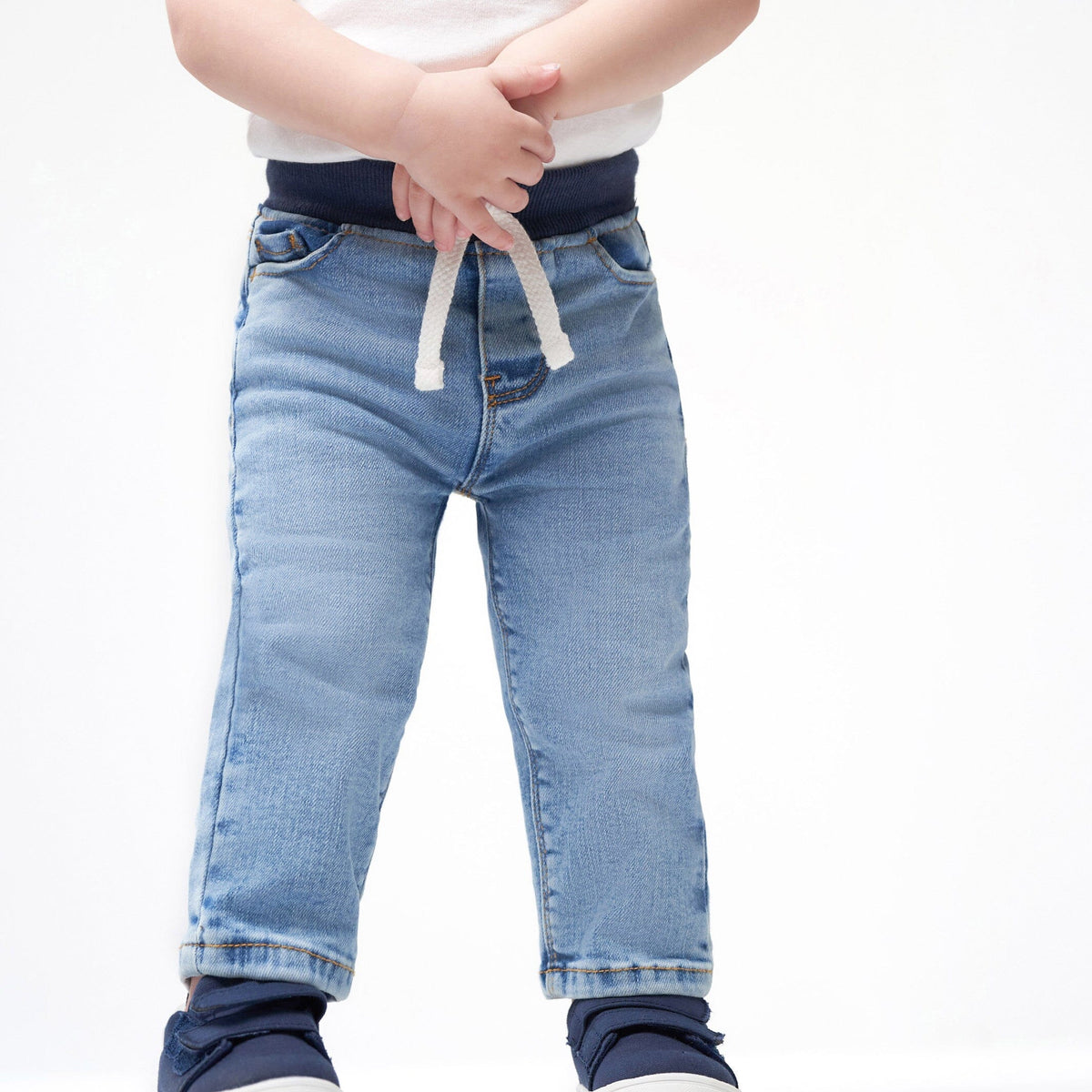 Baby Neutral Light Blue Rib Waist Skinny Jeans