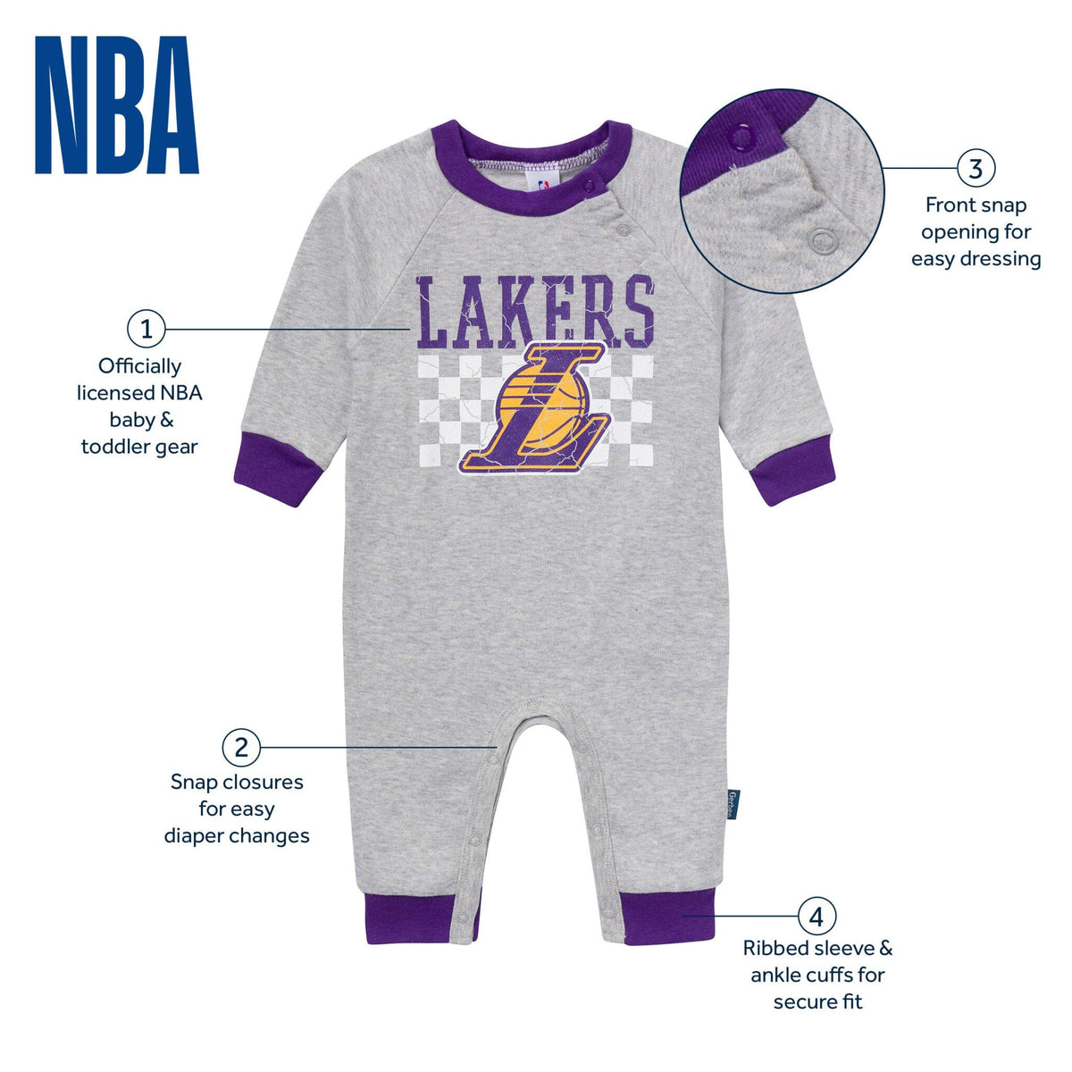 Baby Neutral Los Angeles Lakers Romper Rompers Gerber® 