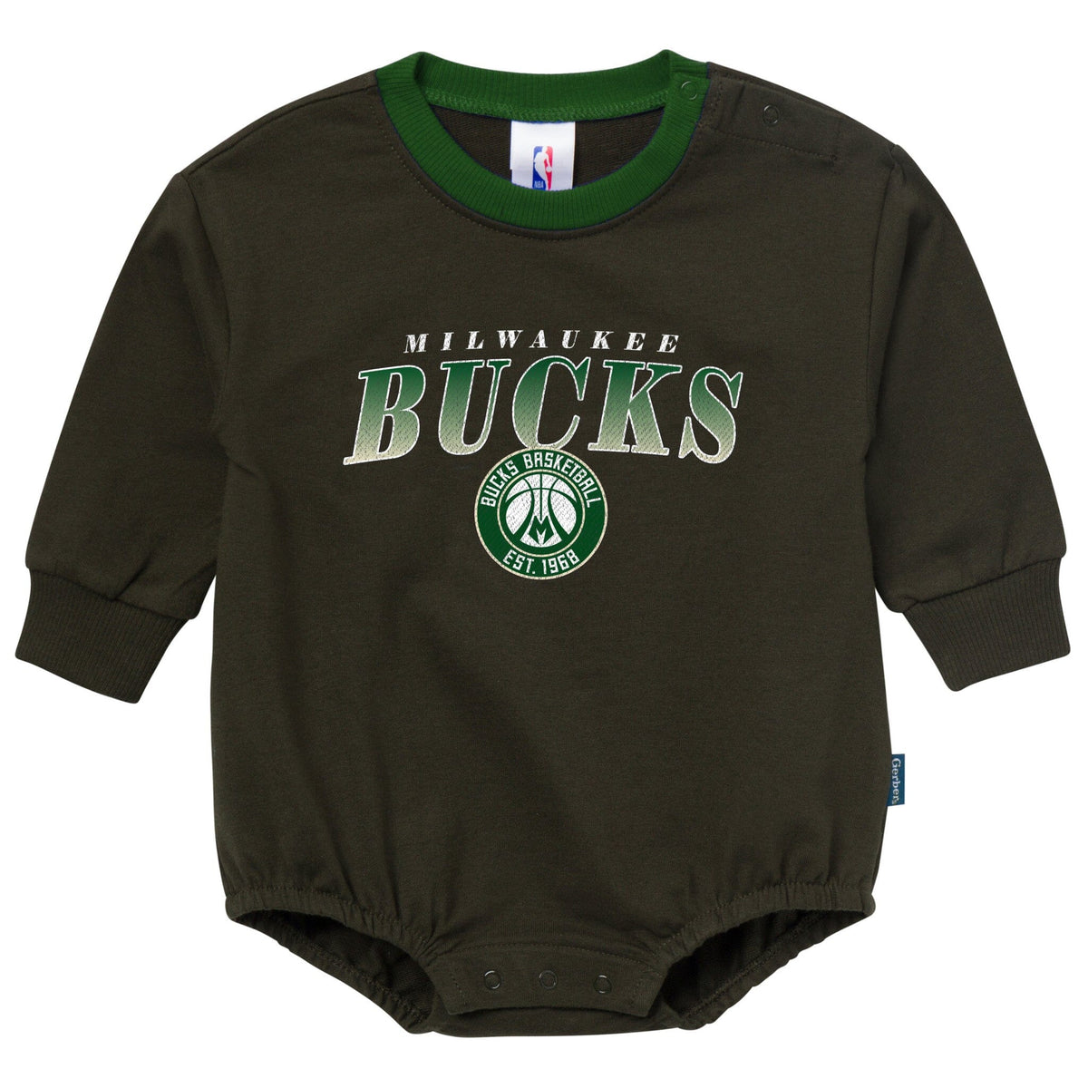Baby Neutral Milwaukee Bucks Sweatshirt Bubble Romper Rompers Gerber® 