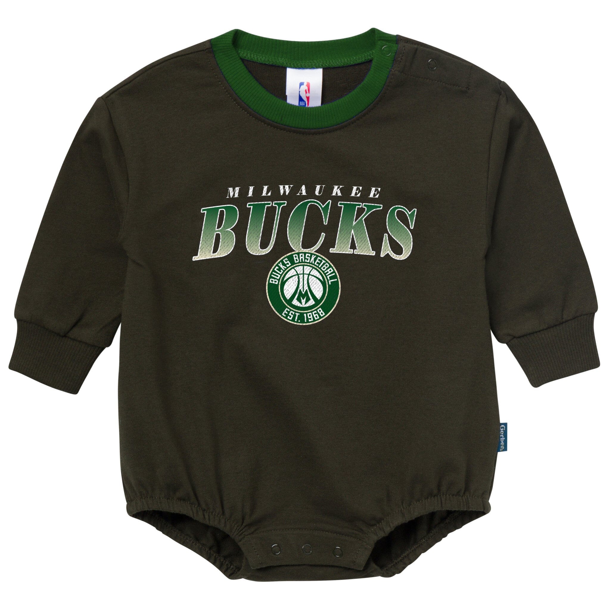 Baby Neutral Milwaukee Bucks Sweatshirt Bubble Romper Rompers Gerber® 