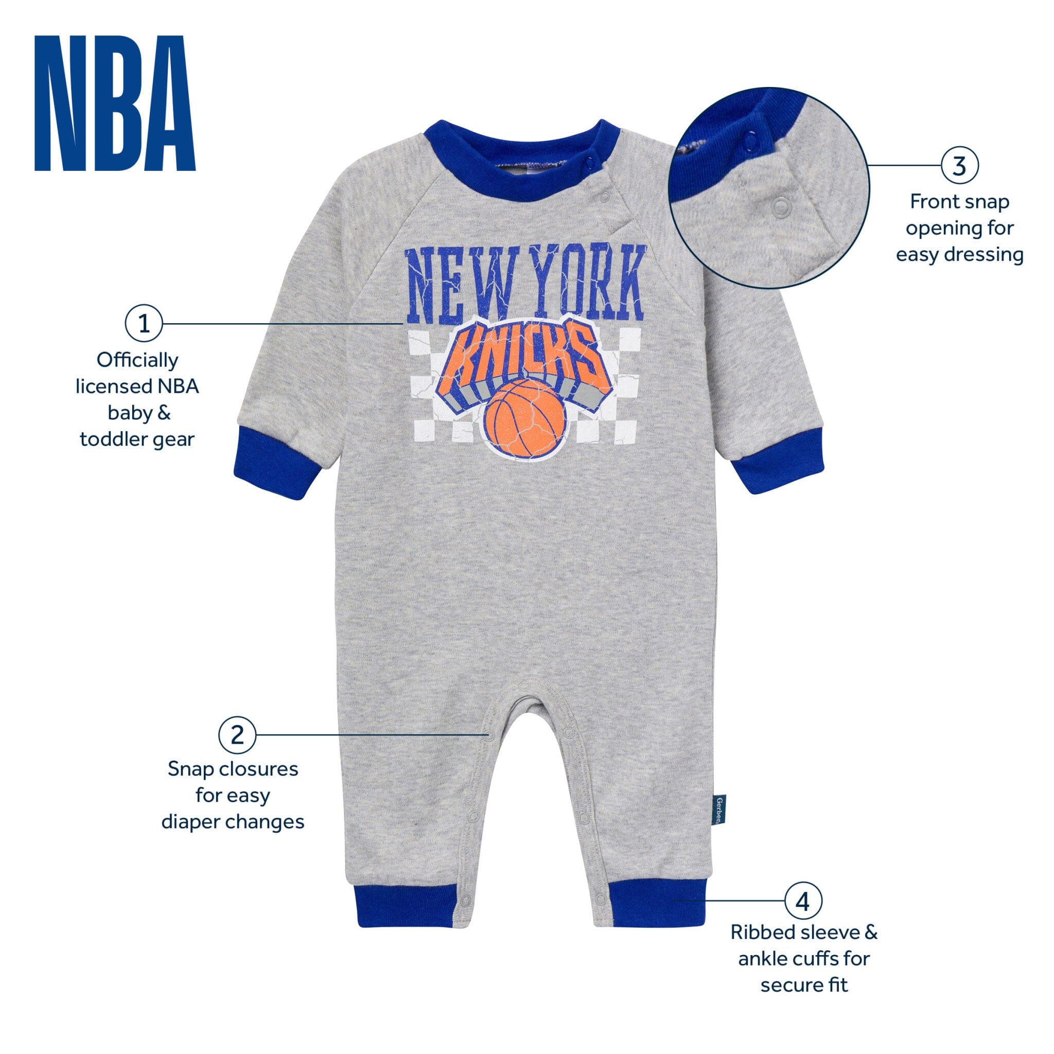 Baby Neutral New York Knicks Romper Rompers Gerber® 