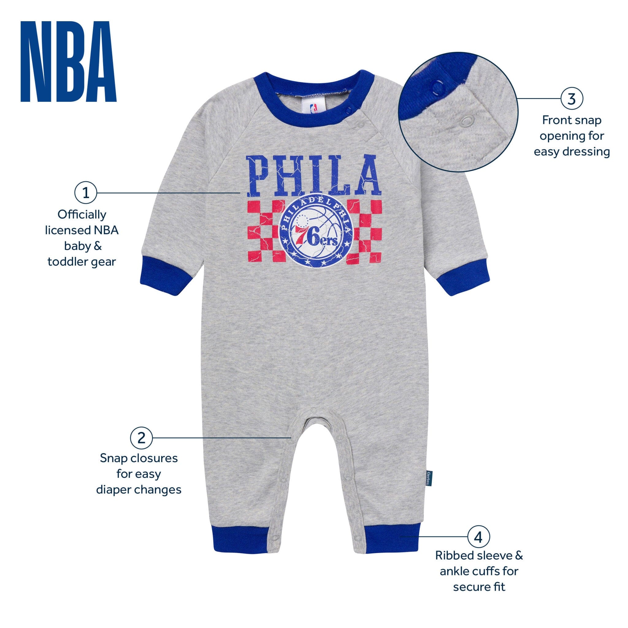 Baby Neutral Philadelphia Sixers Romper Rompers Gerber® 