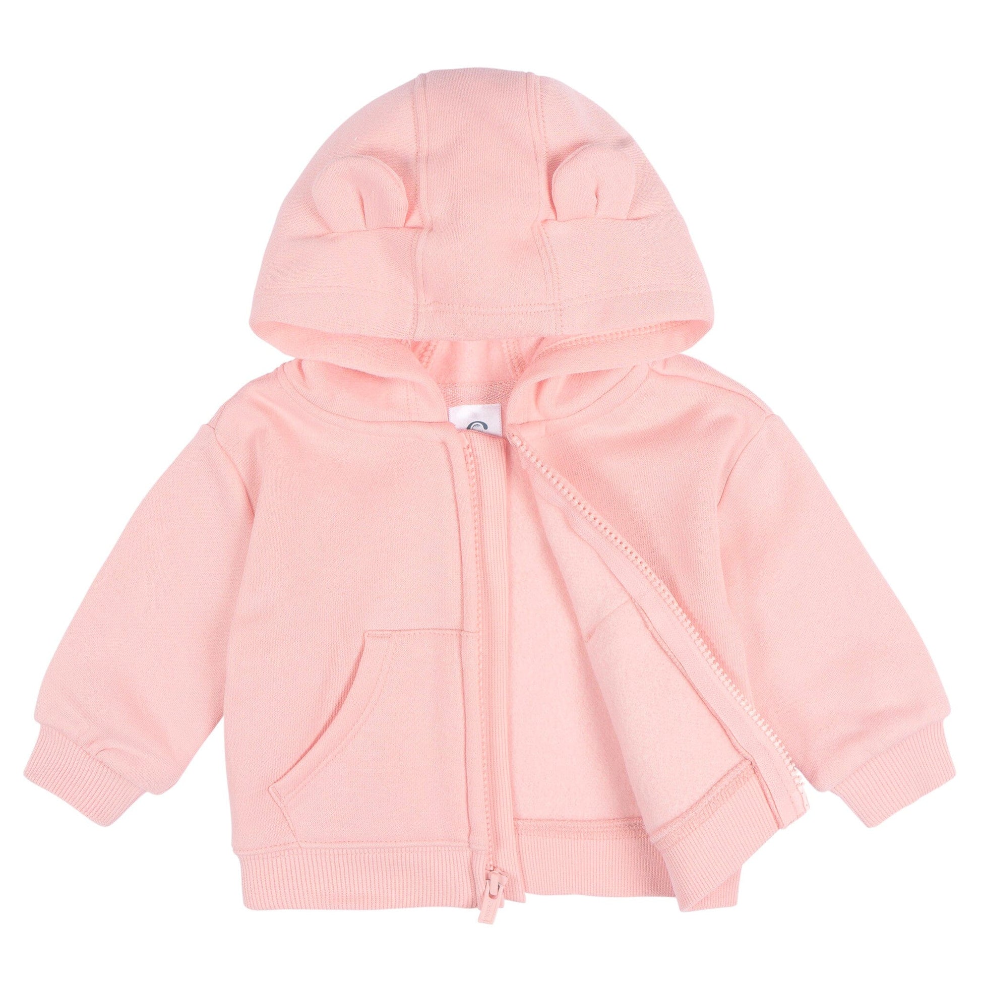 Baby Neutral Pink Zip Front Sweatshirt Outerwear Gerber® 