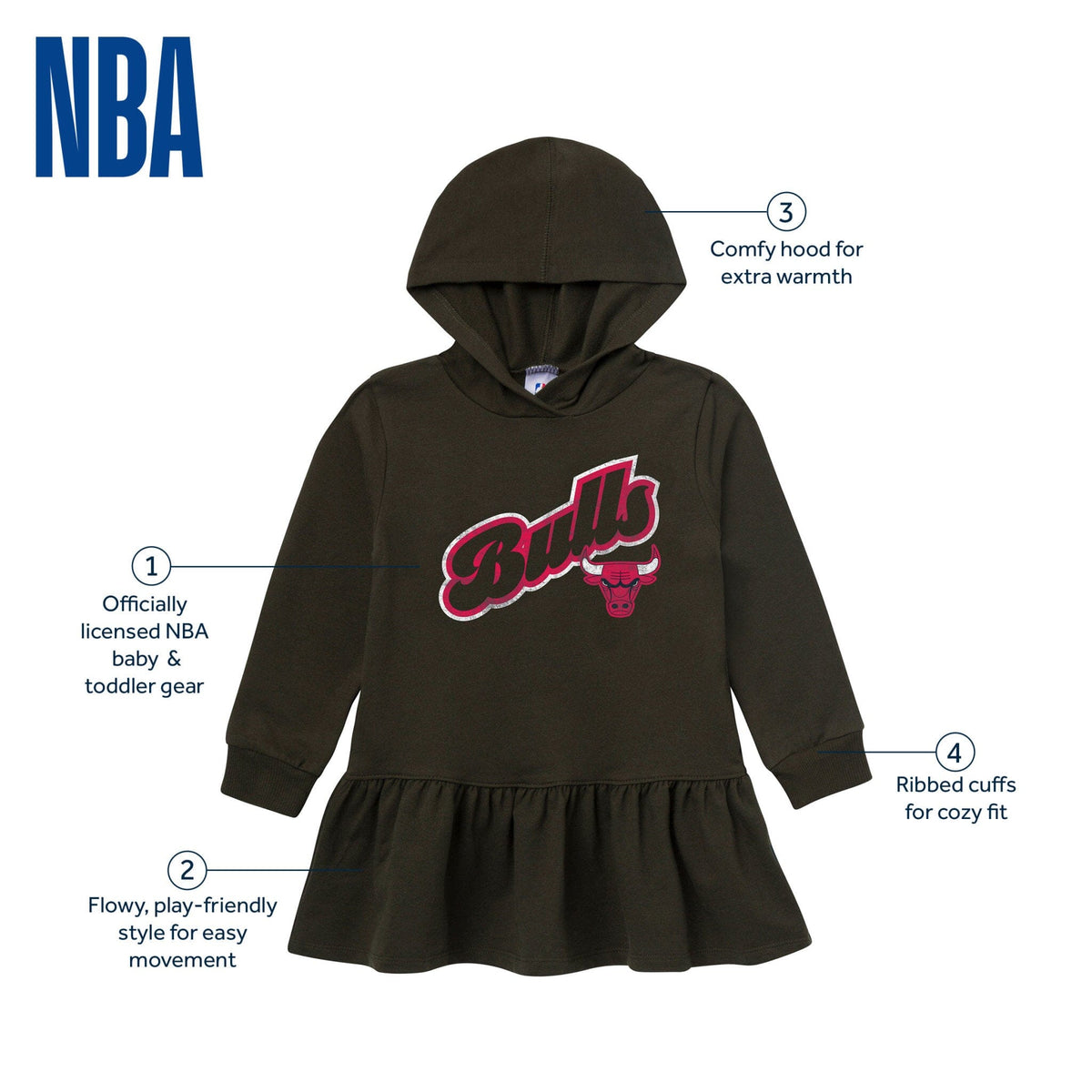 Infant & Toddler Girls Chicago Bulls Hooded Dress Dresses Gerber® 