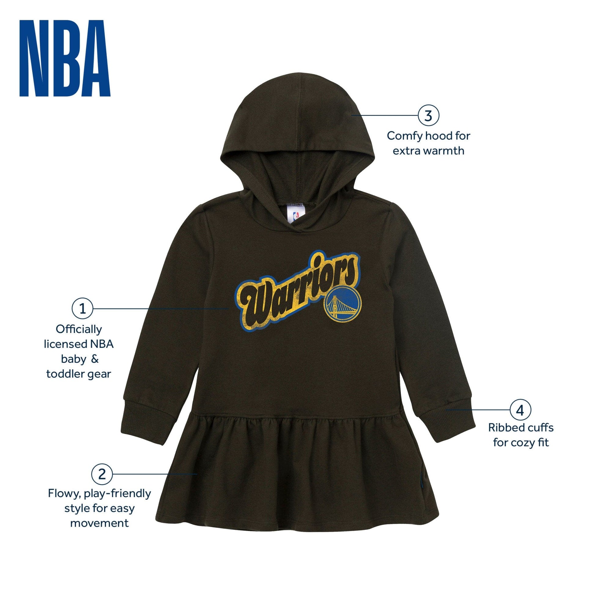 Infant & Toddler Girls Golden State Warriors Hooded Dress Dresses Gerber® 