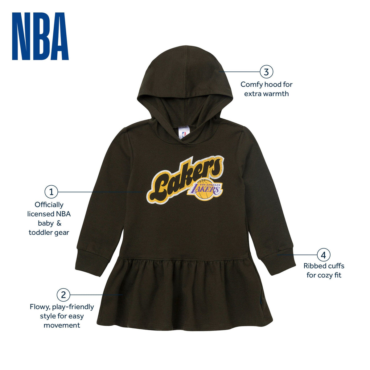 Infant & Toddler Girls Los Angeles Lakers Hooded Dress Dresses Gerber® 