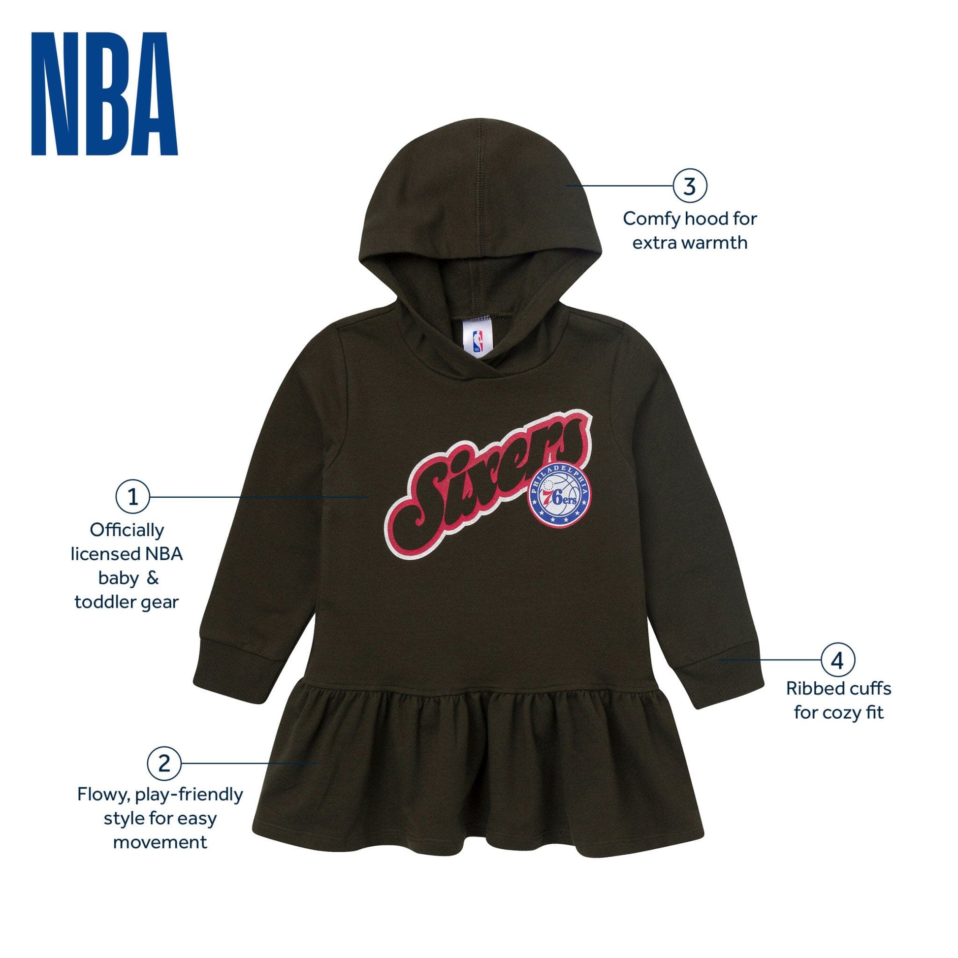 Infant & Toddler Girls Philadelphia Sixers Hooded Dress Dresses Gerber® 
