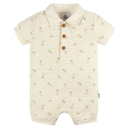 Baby Boys Palm Tree Stripe Collared Romper