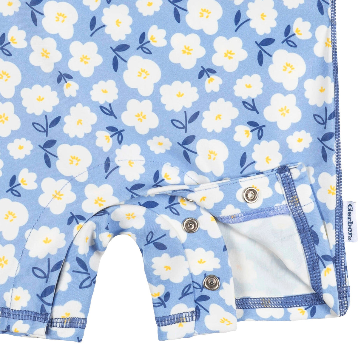 Baby Girls Blue Daisies Long Sleeve Rashguard Swimwear Gerber® 