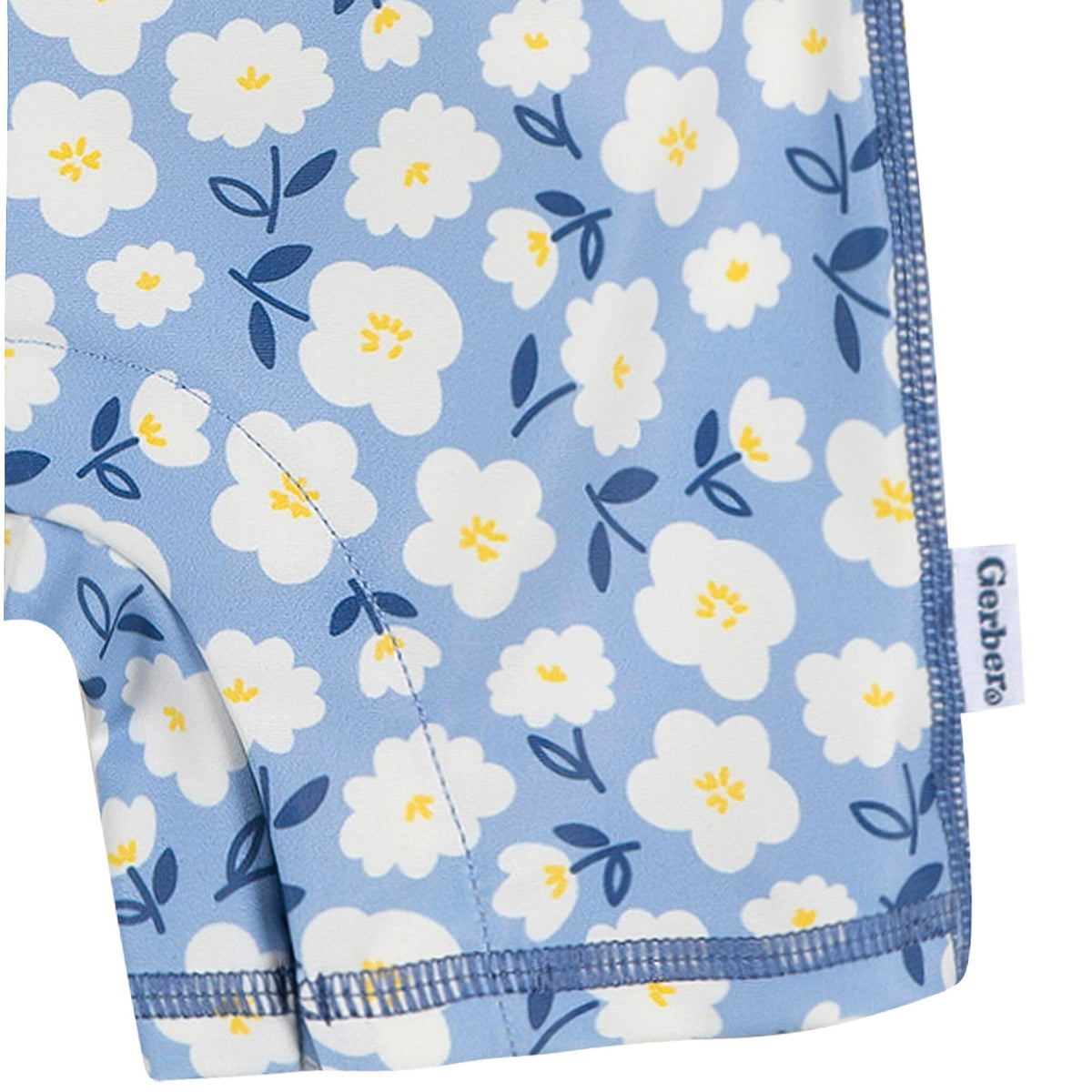 Baby Girls Blue Daisies Long Sleeve Rashguard Swimwear Gerber® 