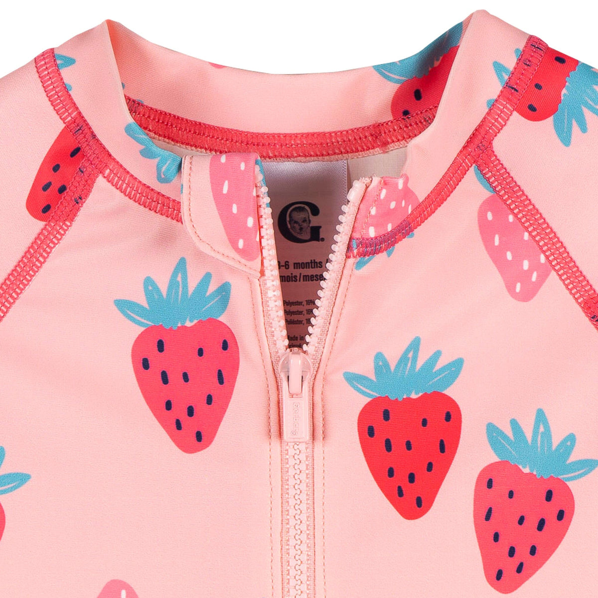 Baby Girls Pink Strawberry Long Sleeve Rashguard Swimwear Gerber® 
