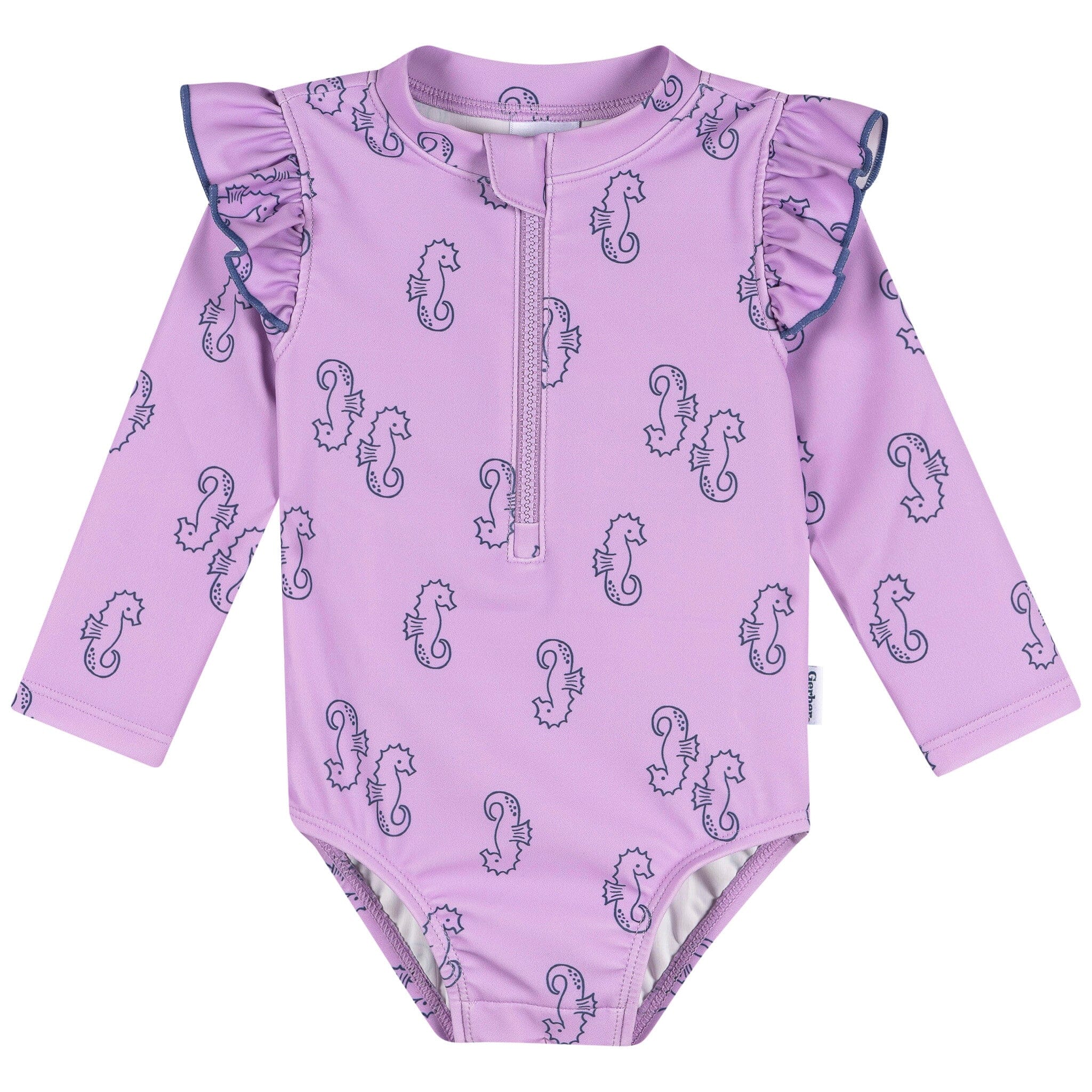 Baby Girls Purple Seahorses Rashguard Suit Swimwear Gerber® 
