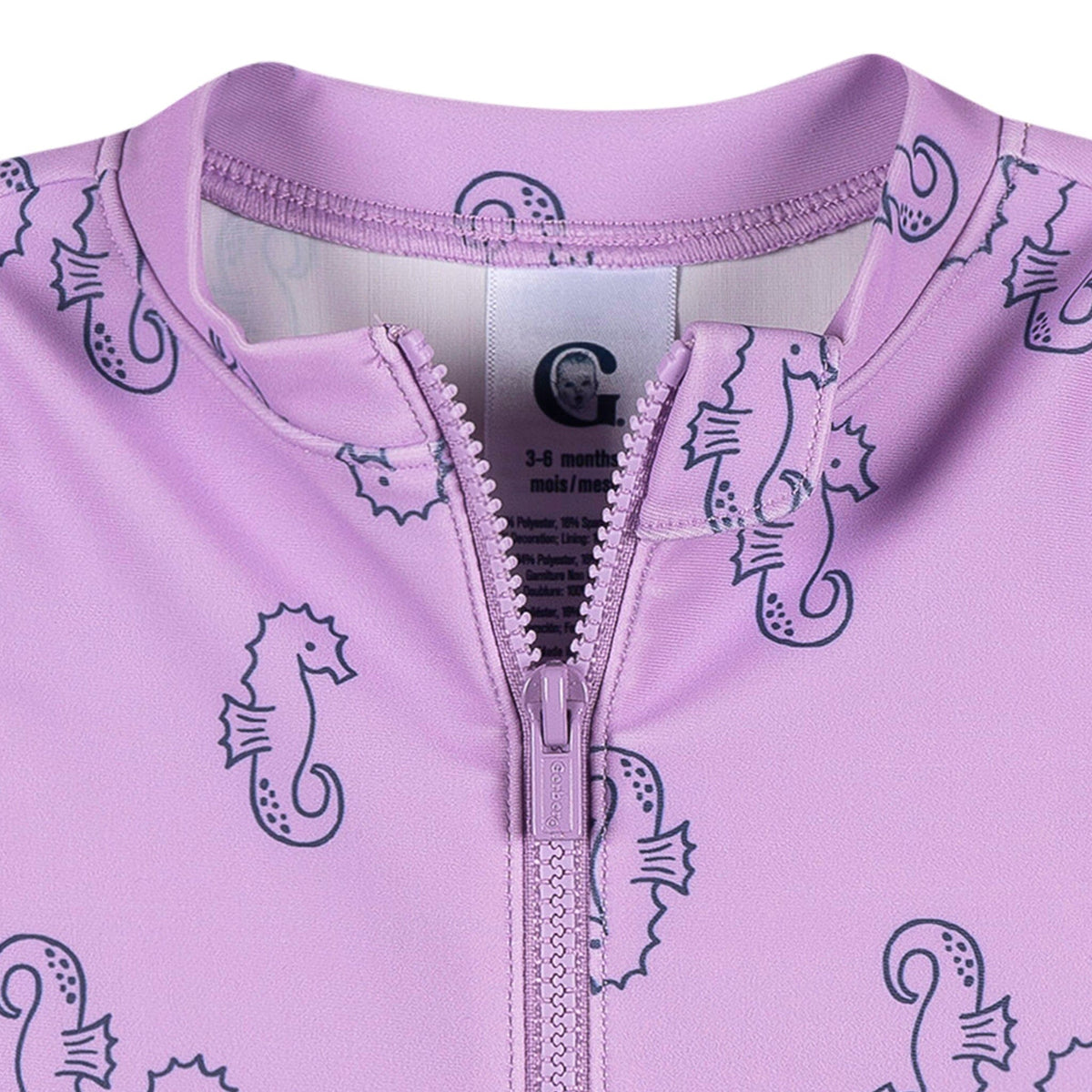 Baby Girls Purple Seahorses Rashguard Suit Swimwear Gerber® 