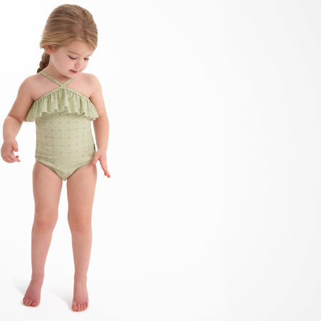 Toddler Girls UPF 50+ Eyelet Floral Print One-Piece Swimsuit