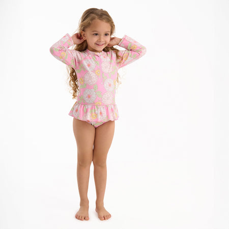 Toddler Girls UPF 50+ Peonies Rash Guard