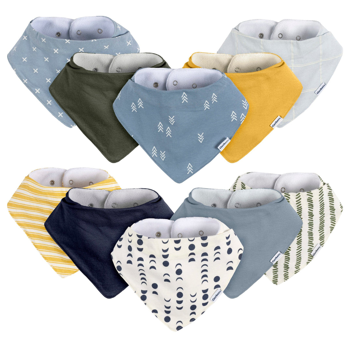 -Pack Baby Girls Multi Blues Bandana Bib