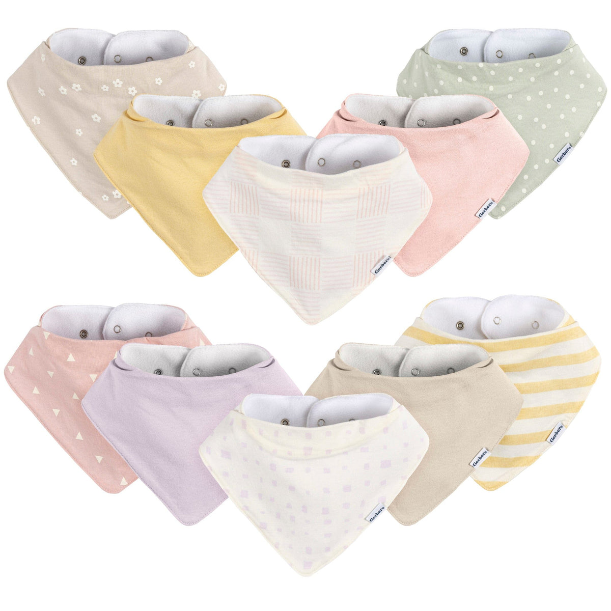 10-Pack Baby Girls Multi Pink Bandana Bib