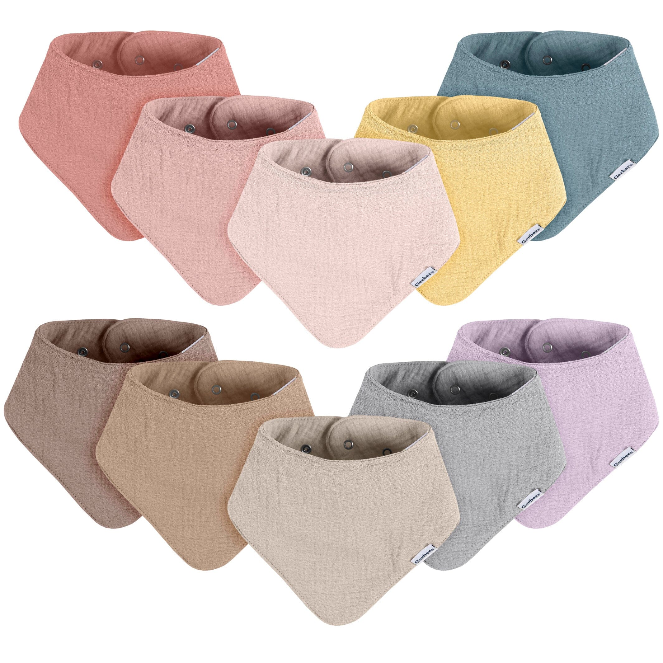 10-Pack Baby Girls Multi Pink Muslin Bandana Bib