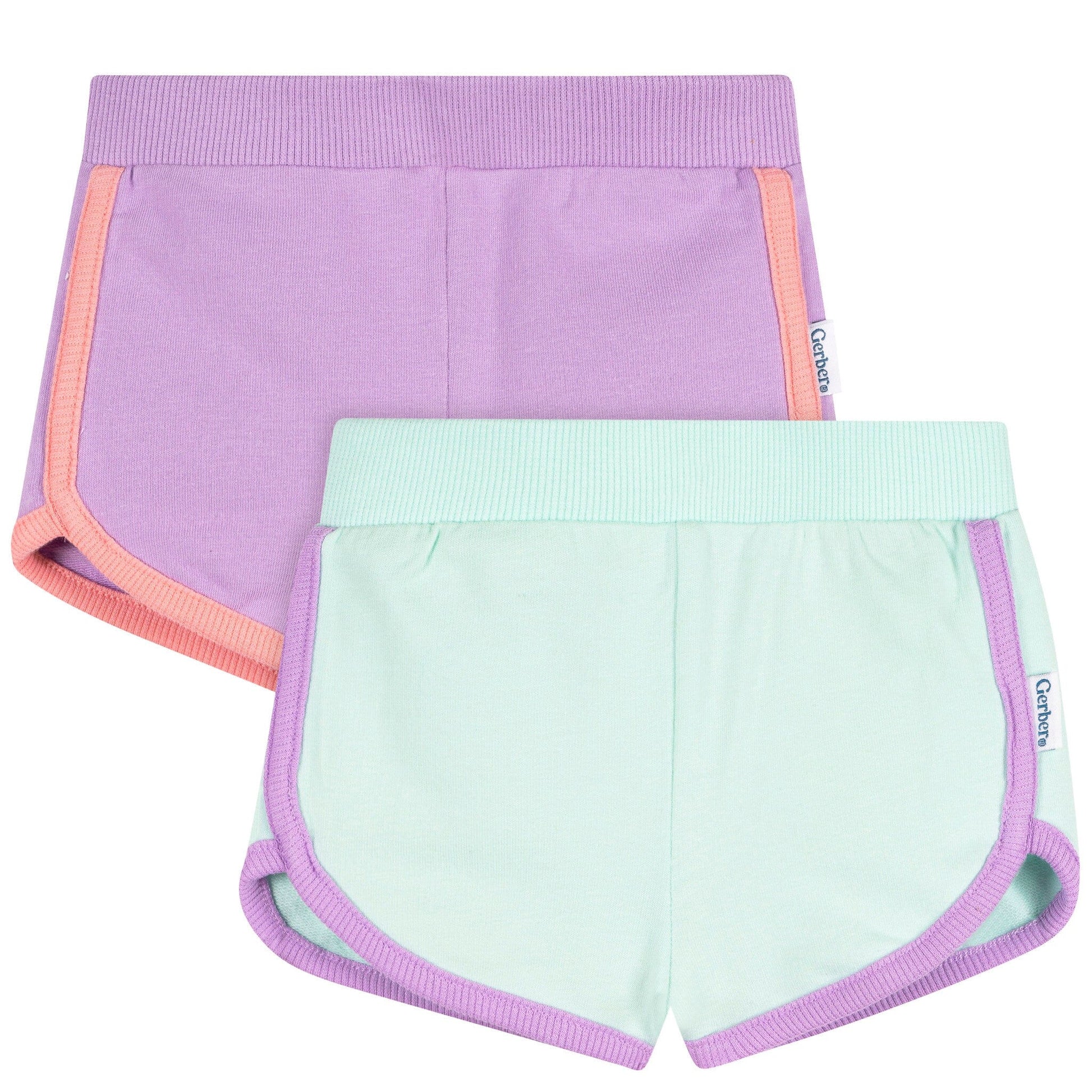 2-Pack Baby & Toddler Girls Aqua & Purple Knit Dolphin Shorts Pants & Bottoms Gerber® 