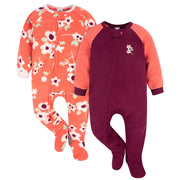 2-Pack Baby & Toddler Girls Flower Toss Blanket Sleepers