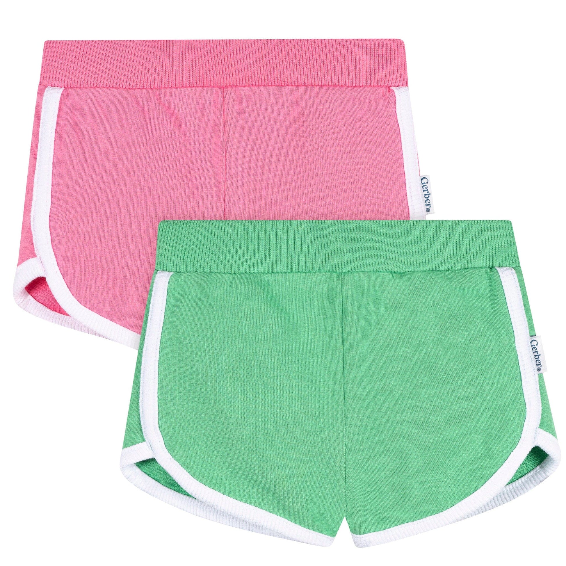 2-Pack Baby & Toddler Girls Green & Pink Knit Dolphin Shorts Pants & Bottoms Gerber® 