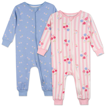 2-Pack Baby & Toddler Girls Fruit Snug Fit Footless Pajamas