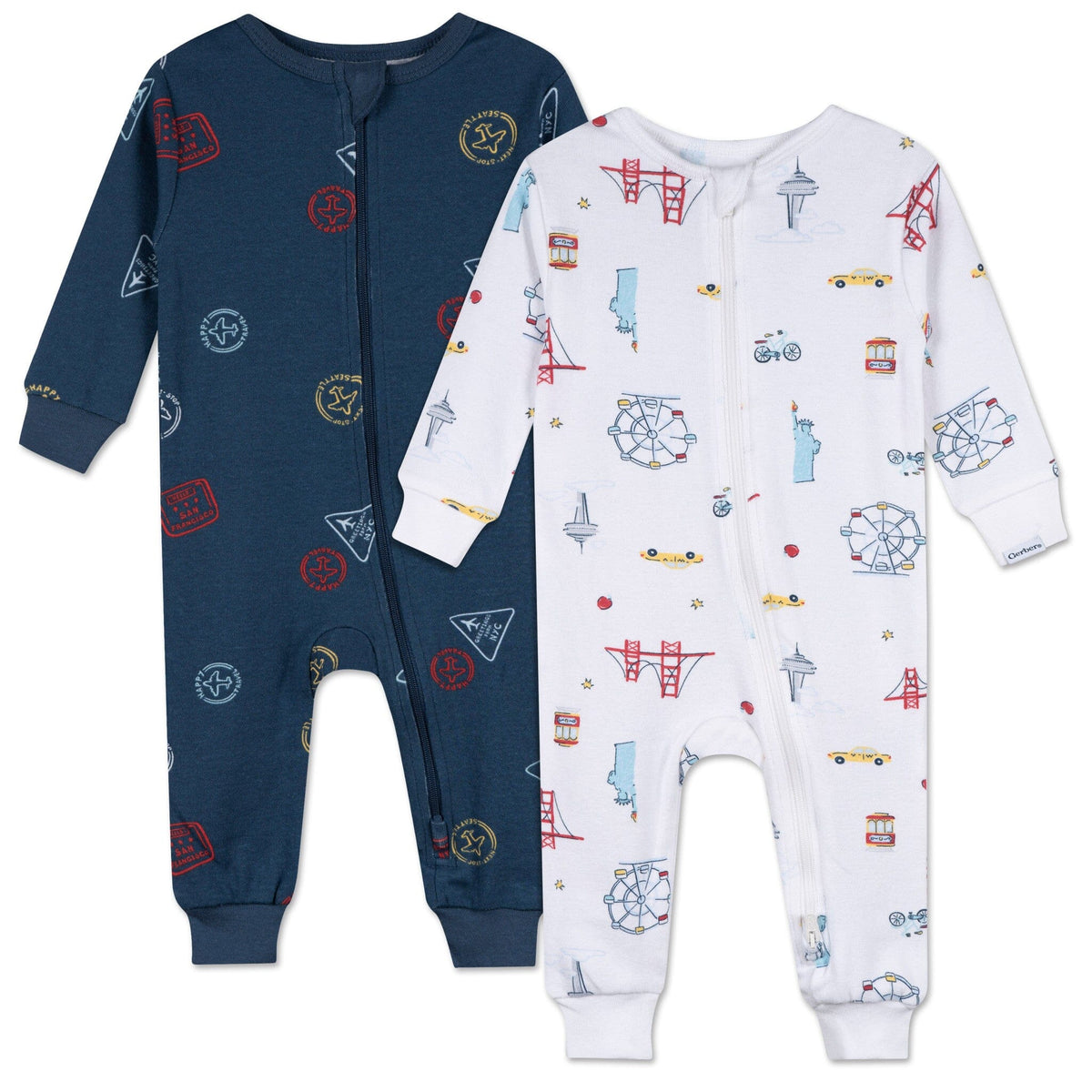 2-Pack Baby & Toddler Neutral City Snug Fit Footless Pajamas sleepwear Gerber® 