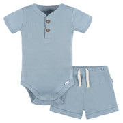 2-Pack Baby Boys Blue Bodysuit and Shorts Set