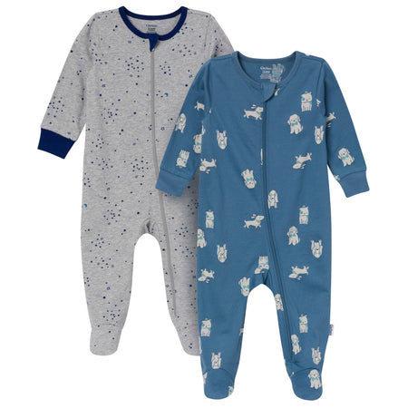 2-Pack Baby Boys Blue Dogs & Stars Sleep 'N Play