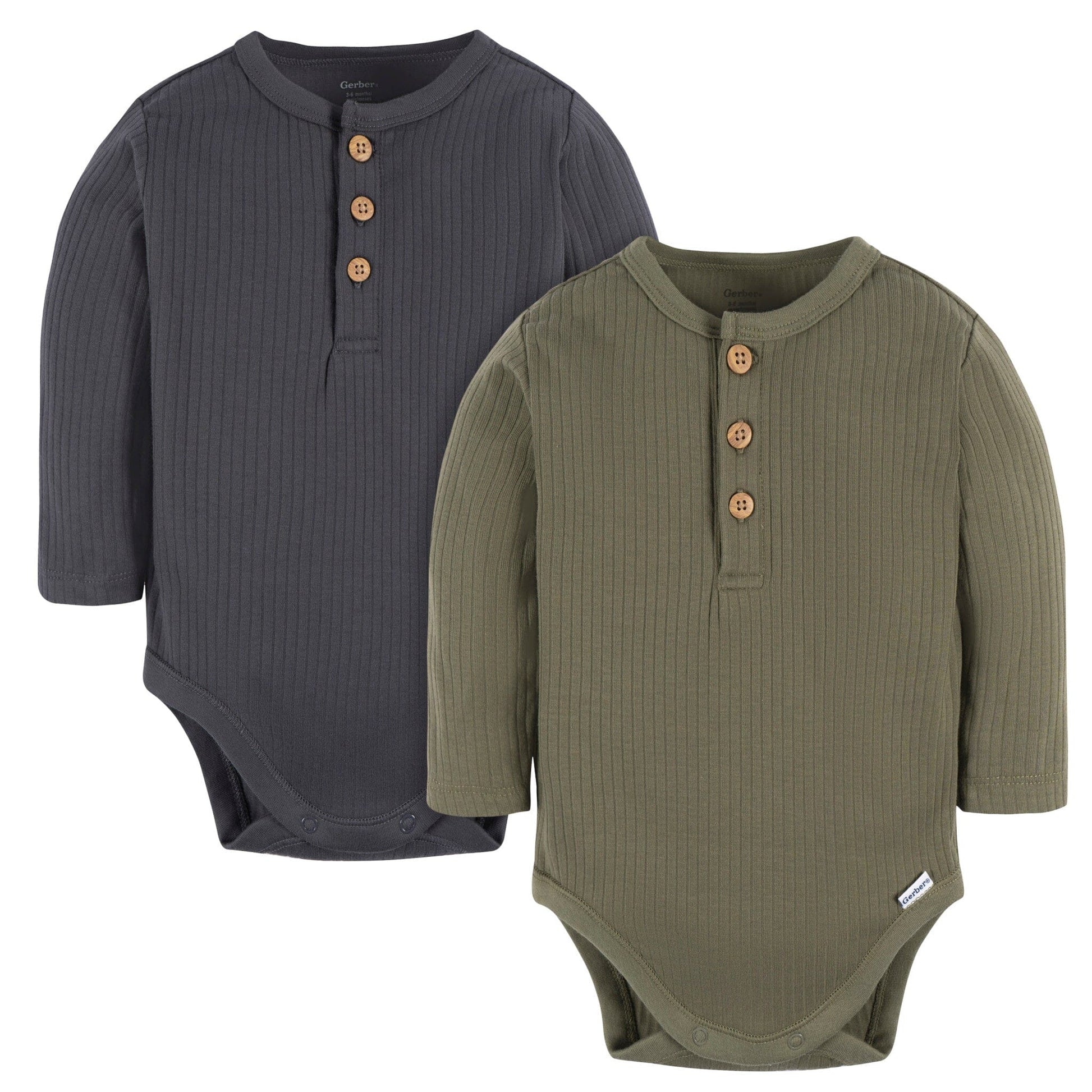 2-Pack Baby Boys Charcoal Green Bodysuits onesies Gerber® 