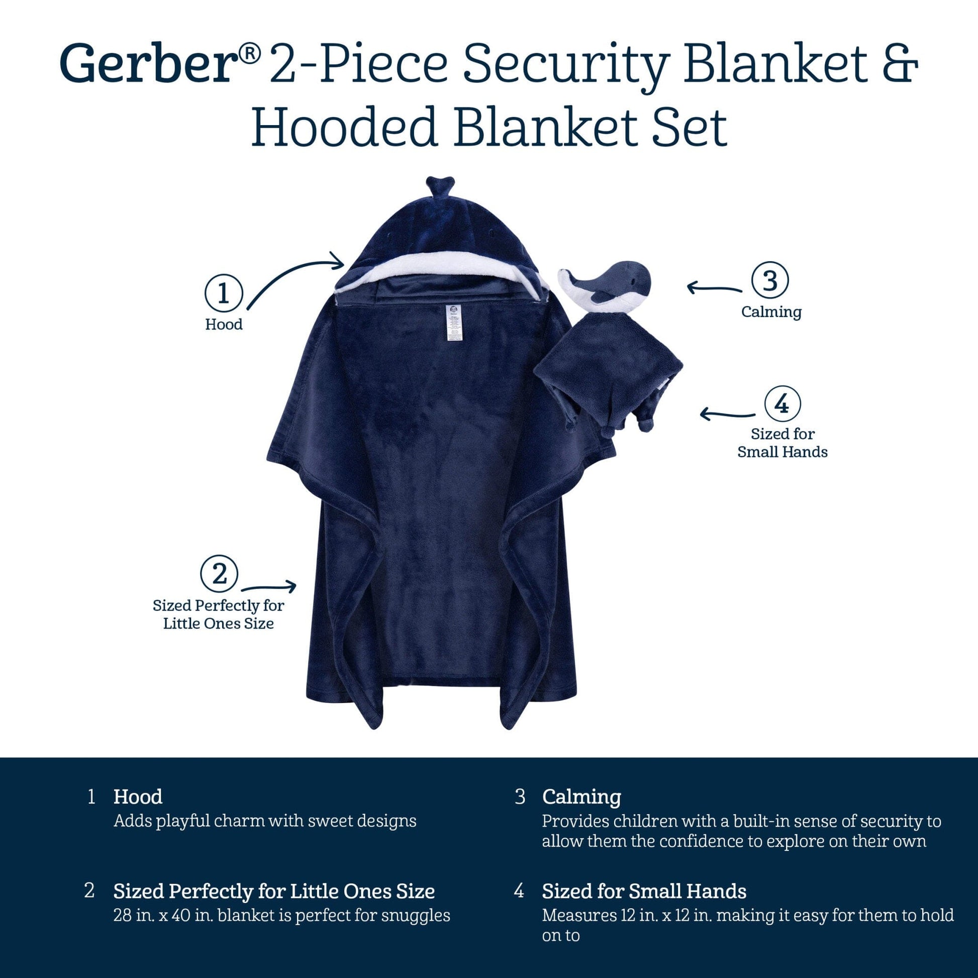 2-Pack Baby Boys Coastal Calm Hooded Wearable Blanket & Security Blanket Set Blankets Gerber® 