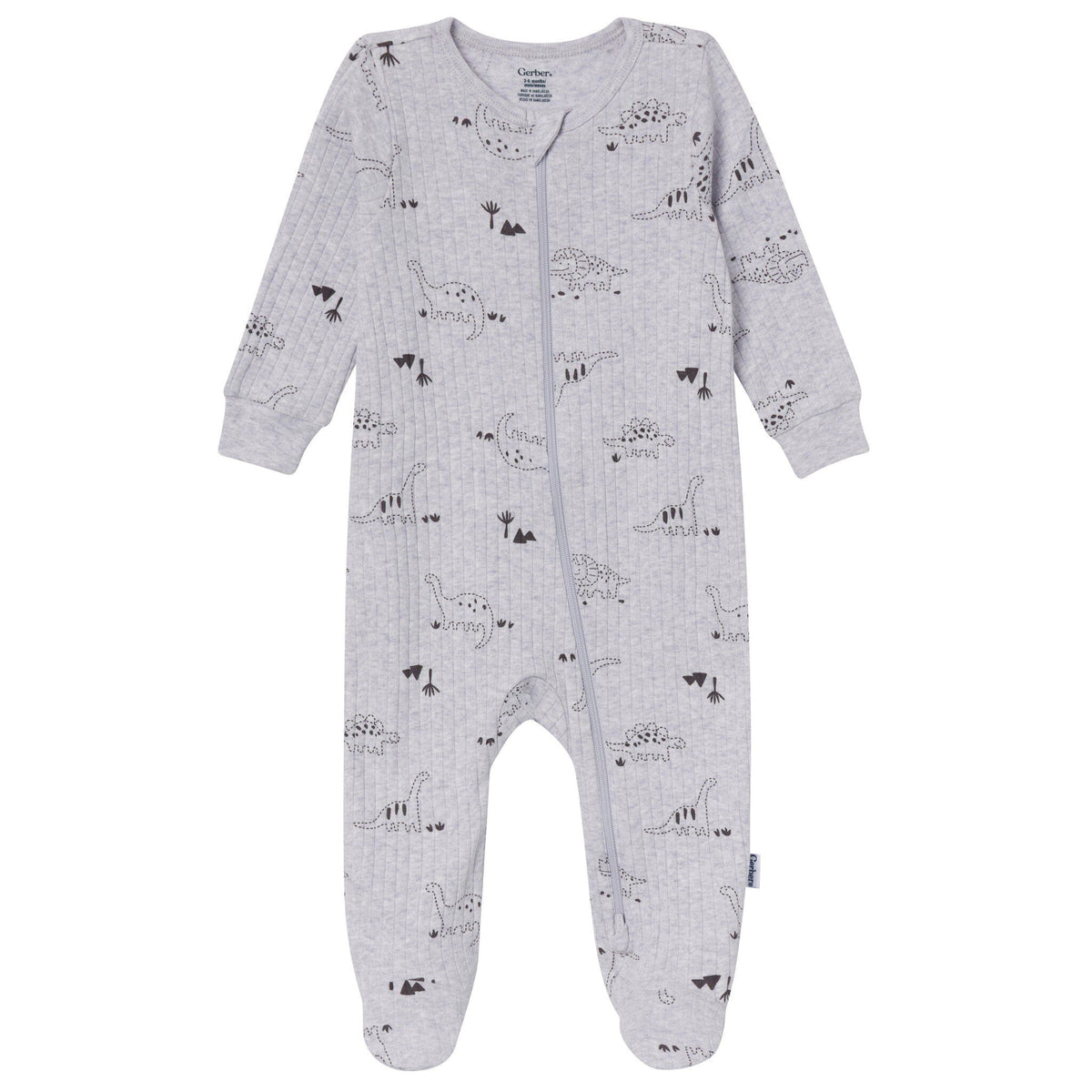 2-Pack Baby Boys Gray Dinos Sleep 'N Play sleepwear Gerber® 