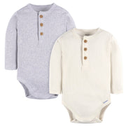 2-Pack Baby Boys Ivory & Grey Heather Bodysuits Gerber® 