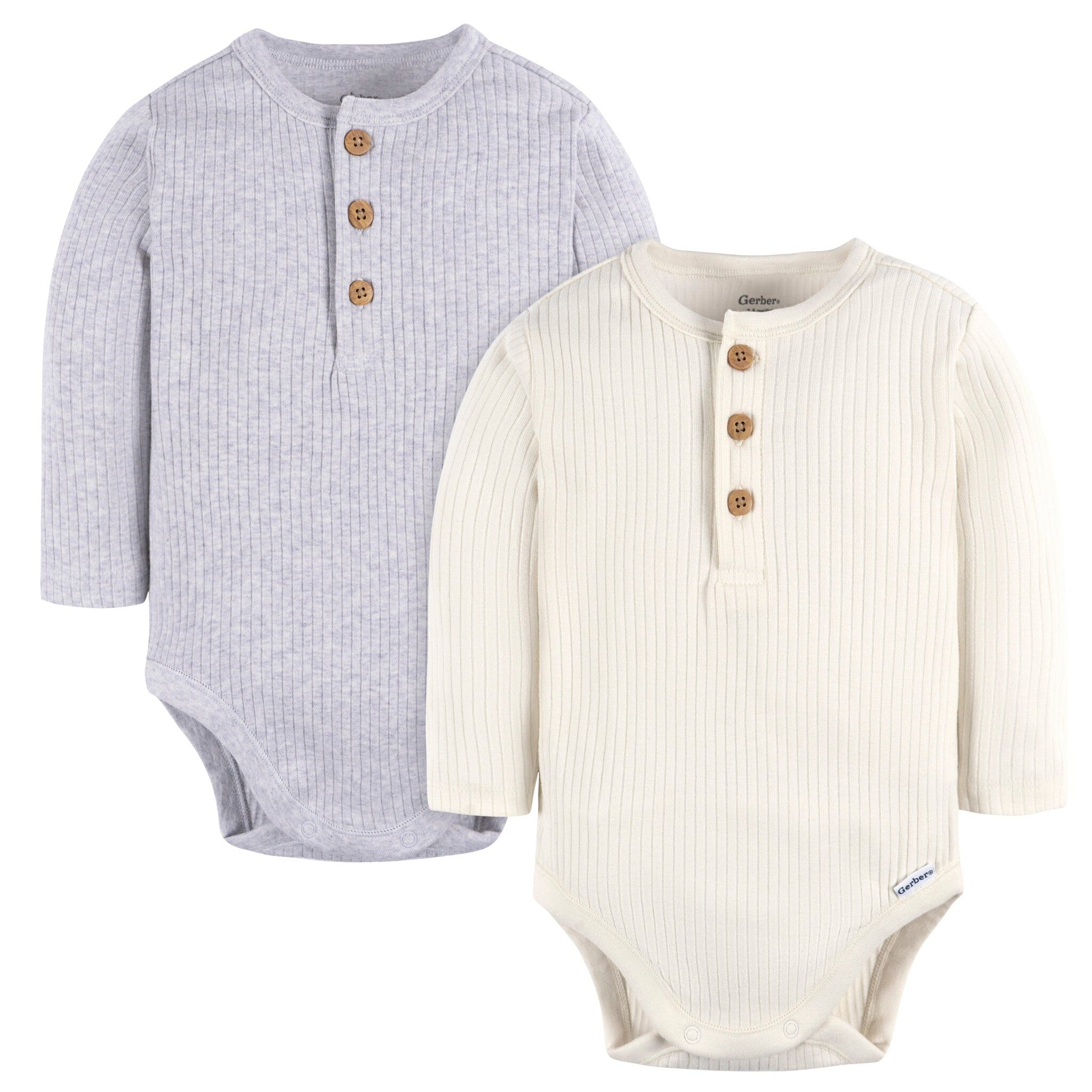 2-Pack Baby Boys Ivory & Grey Heather Bodysuits Gerber® 