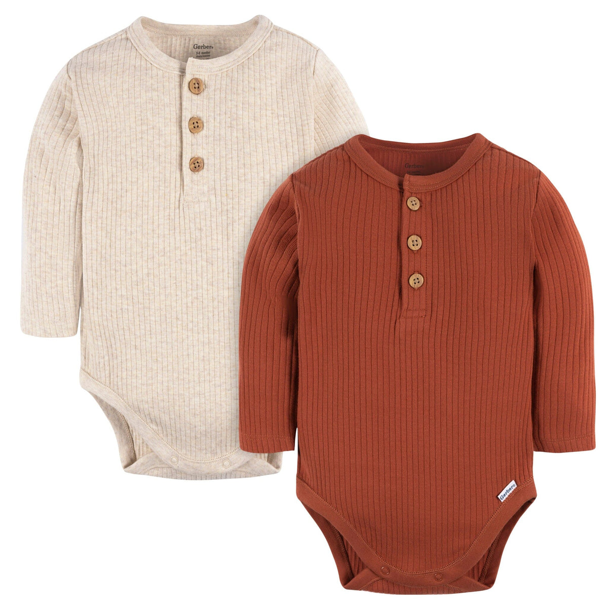 2-Pack Baby Boys Rust Oatmeal Heather Bodysuits Gerber® 