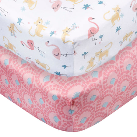 2-Pack Baby Girls Animal Geo Crib Sheet