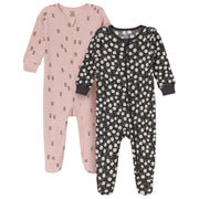 2-Pack Baby Girls Black & Blush Floral Sleep 'N Play sleepwear Gerber® 