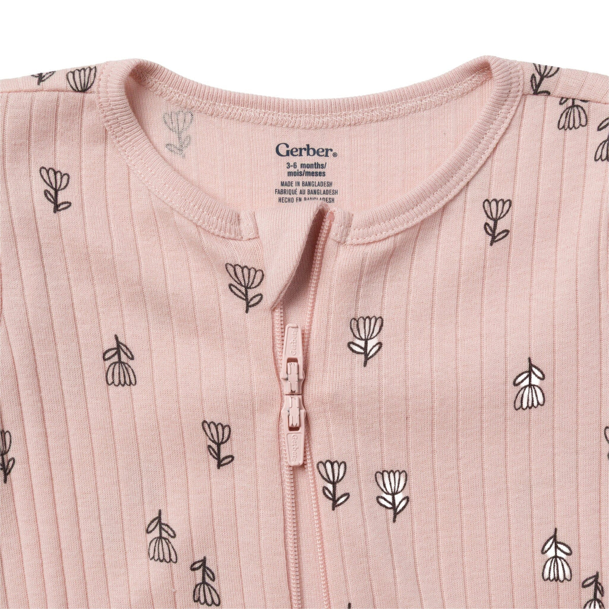 2-Pack Baby Girls Black & Blush Floral Sleep 'N Play sleepwear Gerber® 