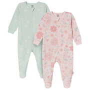 2-Pack Baby Girls Blush & Sage Floral Sleep 'N Play sleepwear Gerber® 
