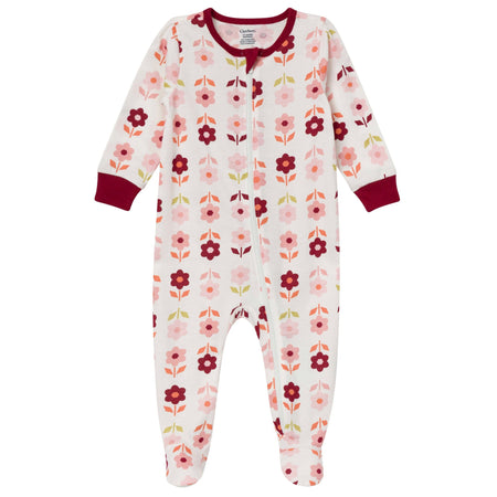 2-Pack Baby Girls Burgundy & Cream Floral Sleep 'N Play