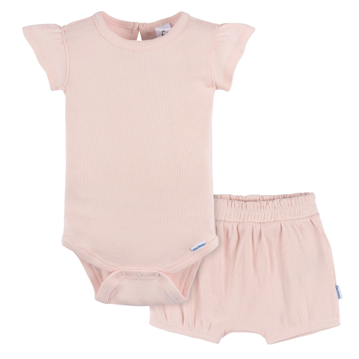 2-Pack Baby Girls Crystal Pink Bodysuit and Shorts Set