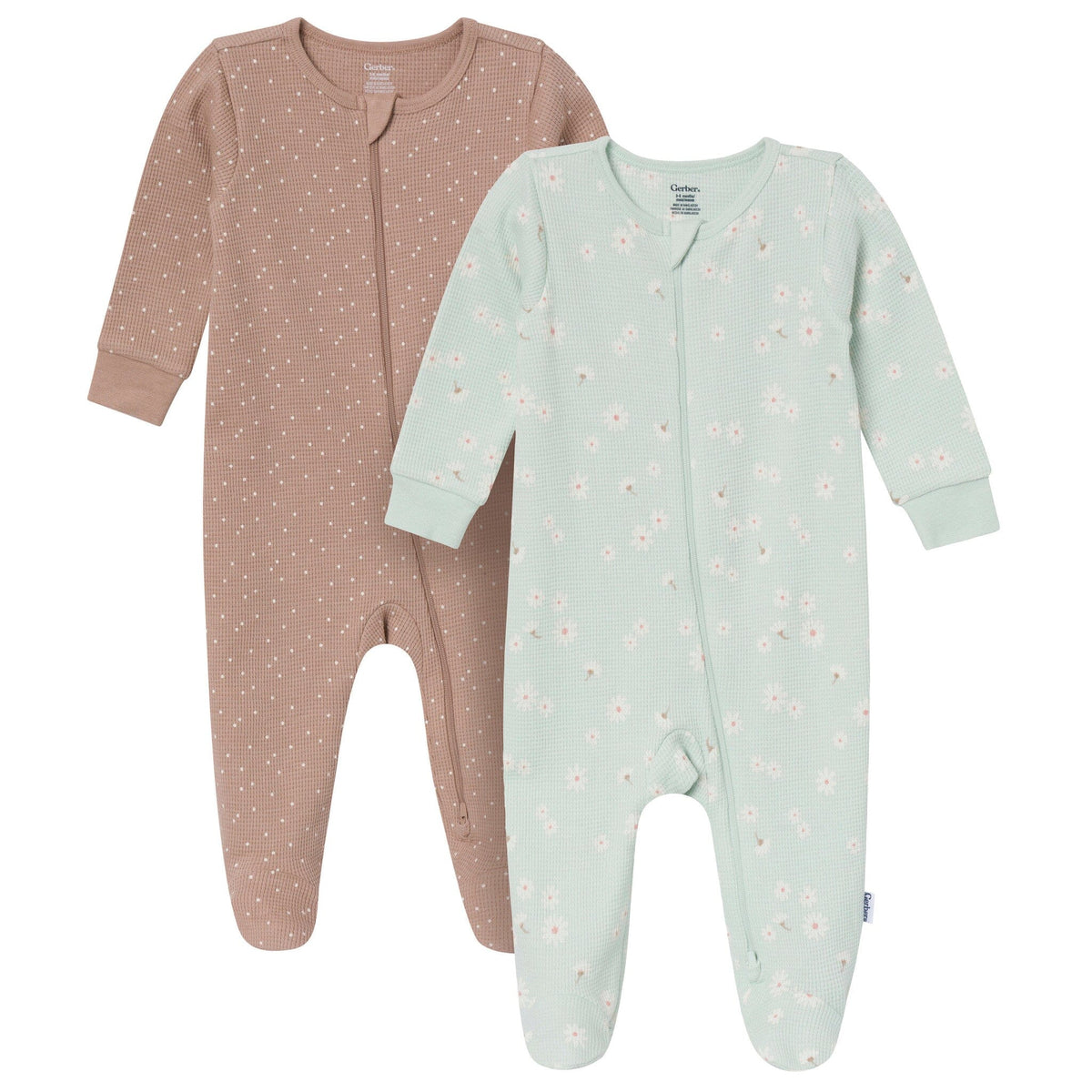2-Pack Baby Girls Mint Daisies Sleep 'N Play sleepwear Gerber® 