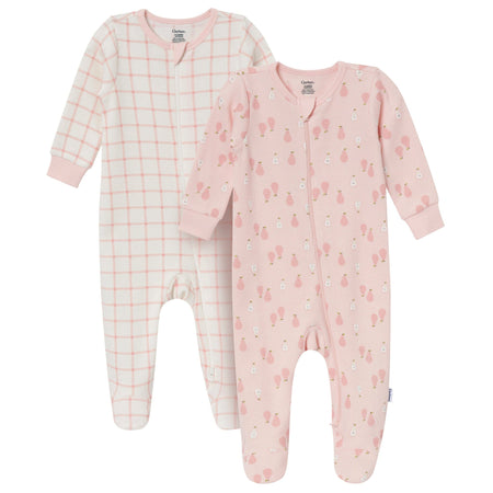 2-Pack Baby Girls Pink Pears Sleep 'N Play